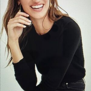 J.Crew 100% Cashmere Slim Fit Crew Neck Long Sleeve Sweater Black Size 2X